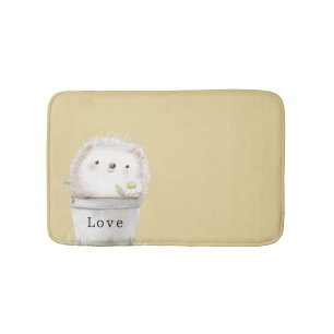 Gold Yellow Garden Hedgehog Daisy Flower  Bath Mat
