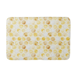 Gold Yellow Honeycomb   Bath Mat