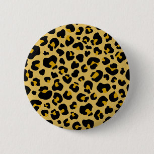 Gold yellow Leopard Cheetah Skin Print Pattern 2 Inch Round Button