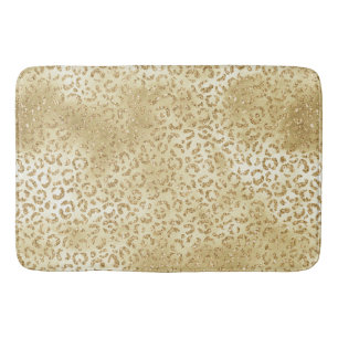 Gold Yellow Ombre Glitter Leopard        Bath Mat