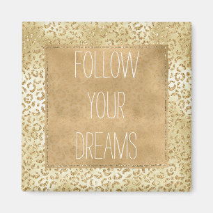 Gold Yellow Ombre Glitter Leopard       Magnet