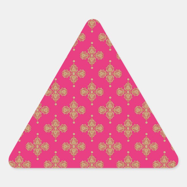 gold yellow pink magenta pattern background triangle sticker (Front)