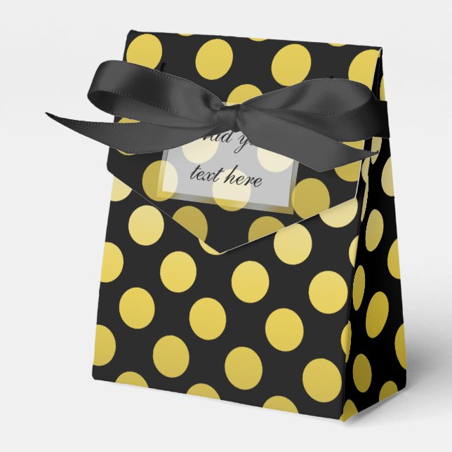 Gold Yellow Polka Dot on black Favor Box (Front Side)