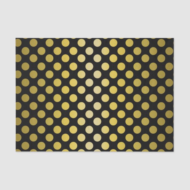 Gold Yellow Polka Dots on black Tissue Tissue Paper (Front)