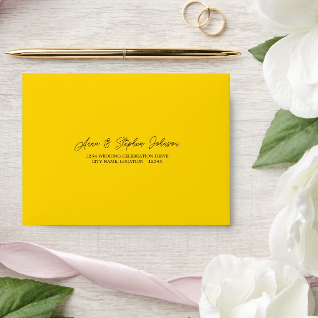Gold Yellow RSVP Return Envelope (Wedding)