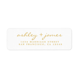 Gold Yellow Script Wedding Return Address Label