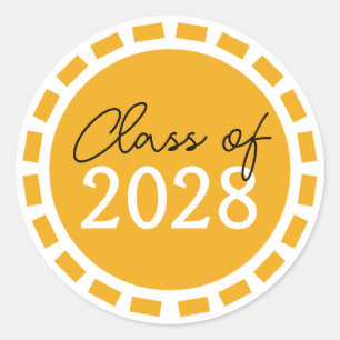 Gold Yellow & White Filmstrip Graduation Classic Round Sticker