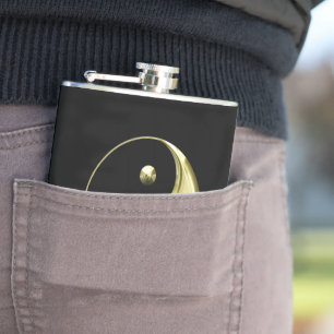 Gold Yin Yang Hip Flask