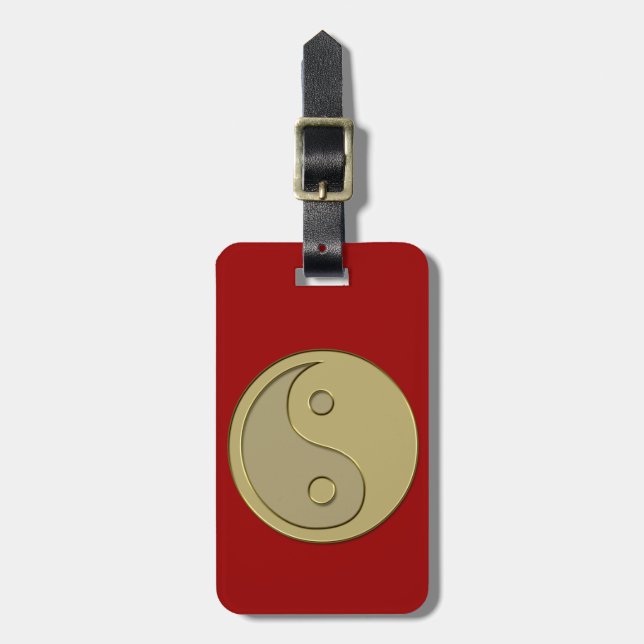 gold yin yang luggage tag (Front Vertical)