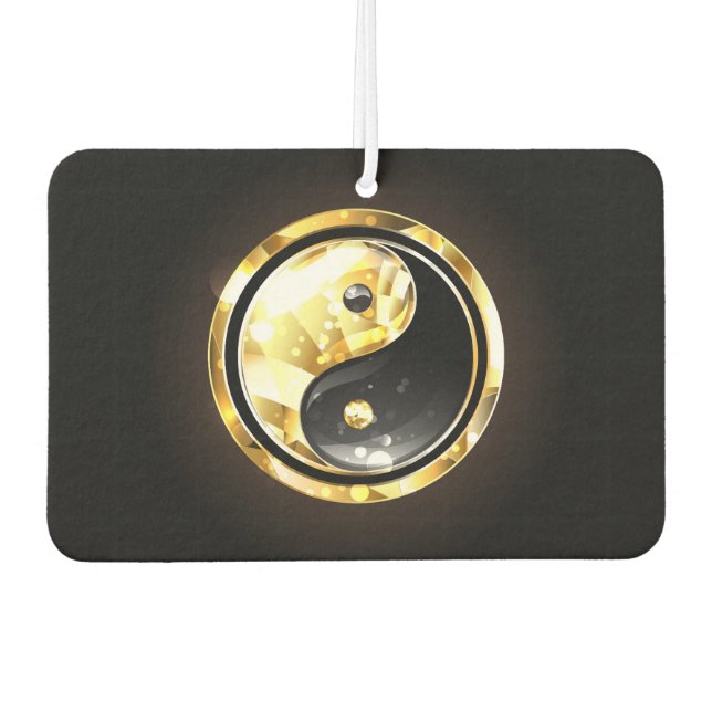 Gold Yin Yang on black Air Freshener (Front)