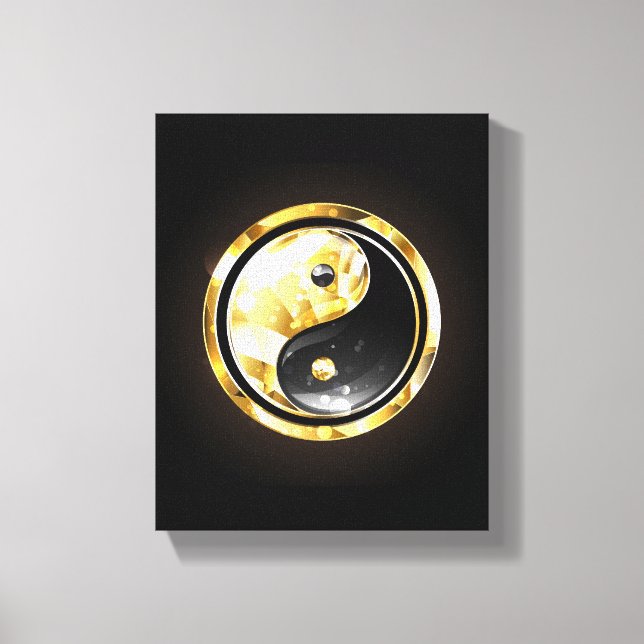 Gold Yin Yang on black Canvas Print (Front)