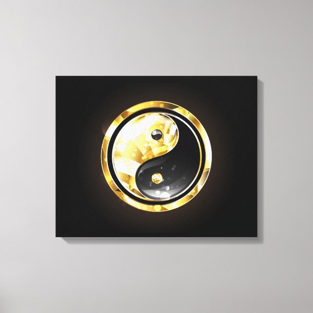 Gold Yin Yang on black Canvas Print (Front)