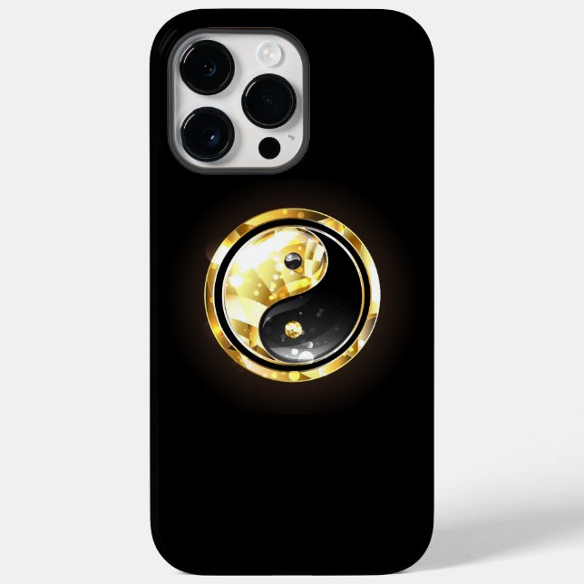 Gold Yin Yang on black Case-Mate iPhone Case (Back)