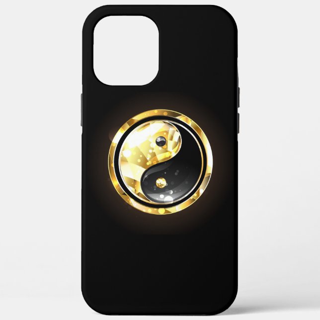 Gold Yin Yang on black Case-Mate iPhone Case (Back)