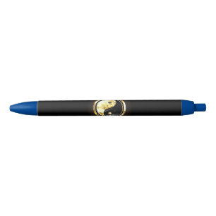 Gold Yin Yang on black Ink Pen