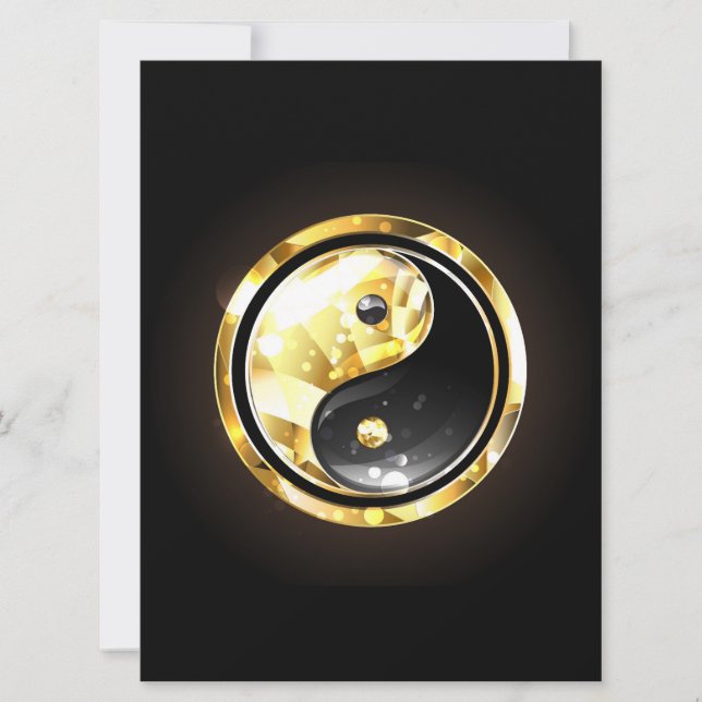 Gold Yin Yang on black Invitation (Front)