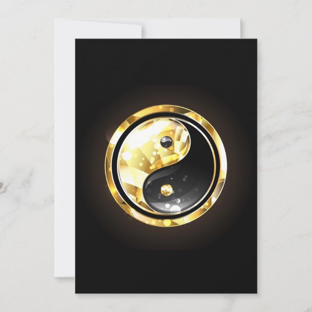 Gold Yin Yang on black Invitation (Front)