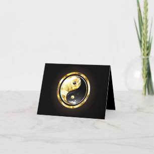 Gold Yin Yang on black Invitation