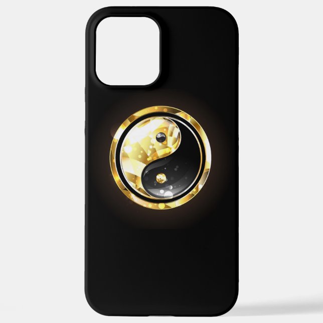 Gold Yin Yang on black iPhone Case (Back)