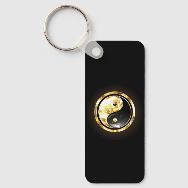 Gold Yin Yang on black Keychain (Front)