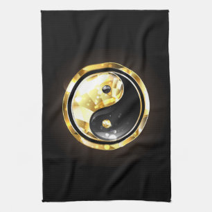 Gold Yin Yang on black Kitchen Towel