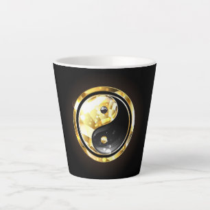 Gold Yin Yang on black Latte Mug