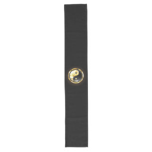 Gold Yin Yang on black Long Table Runner