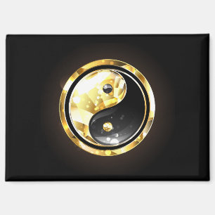 Gold Yin Yang on black Magnet