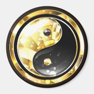 Gold Yin Yang on black Magnet