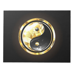 Gold Yin Yang on black Notepad