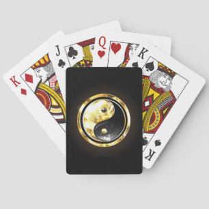 Gold Yin Yang on black Playing Cards