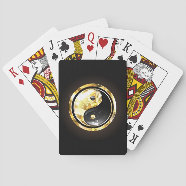 Gold Yin Yang on black Playing Cards (Back)