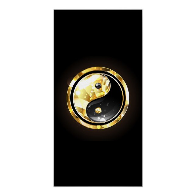 Gold Yin Yang on black Poster (Front)