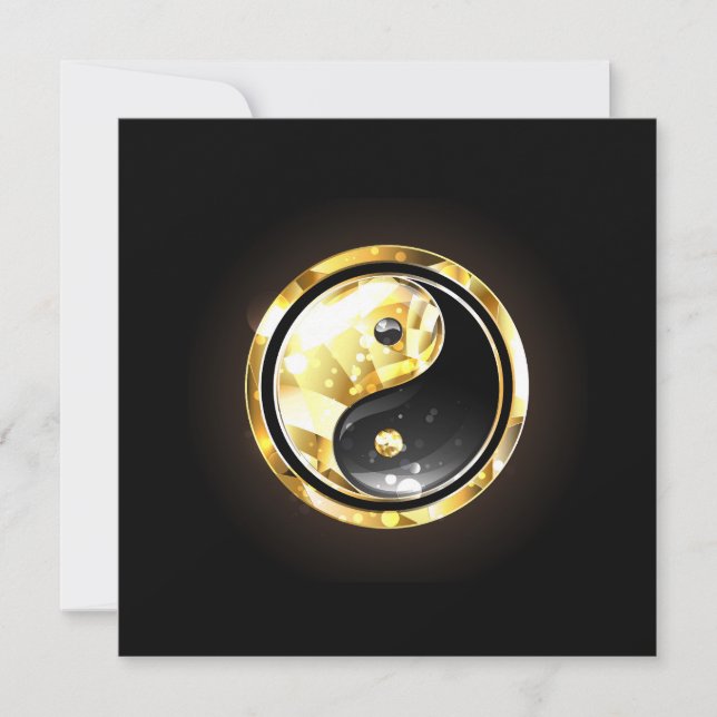 Gold Yin Yang on black Save The Date (Front)
