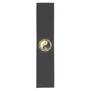 Gold Yin Yang on black Short Table Runner