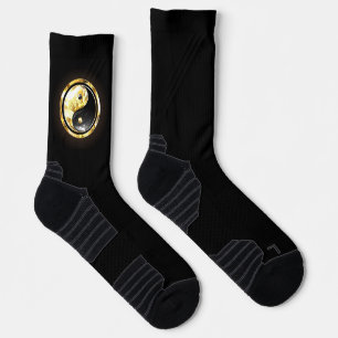 Gold Yin Yang on black Socks