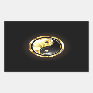 Gold Yin Yang on black Sticker