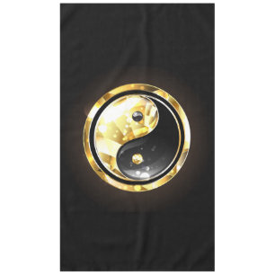 Gold Yin Yang on black Tablecloth