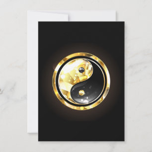 Gold Yin Yang on black Thank You Card
