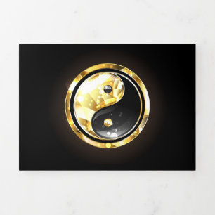 Gold Yin Yang on black Tri-Fold Announcement
