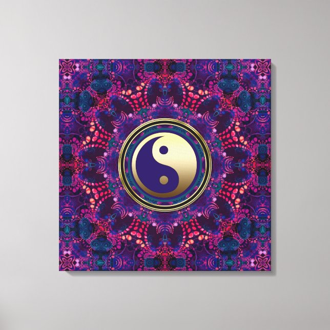 Gold Yin Yang Purple Indigo Ocho Energy Mandala Canvas Print (Front)
