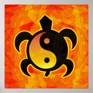 Gold Yin Yang Turtle Poster