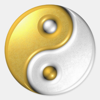 Gold Ying Yang Classic Round Sticker
