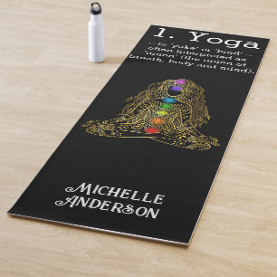 Gold Yoga Girl With Chakras Yoga Mat