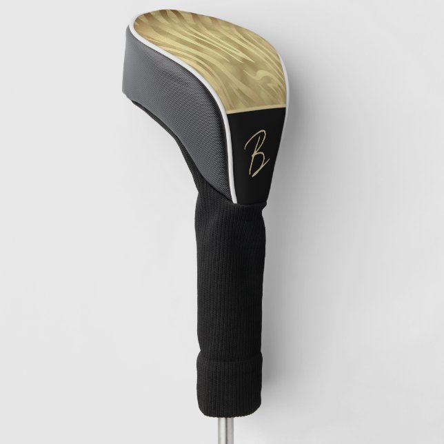 Gold Zebra Elegance Exotic Golden Print Golf Head Cover (Angled)