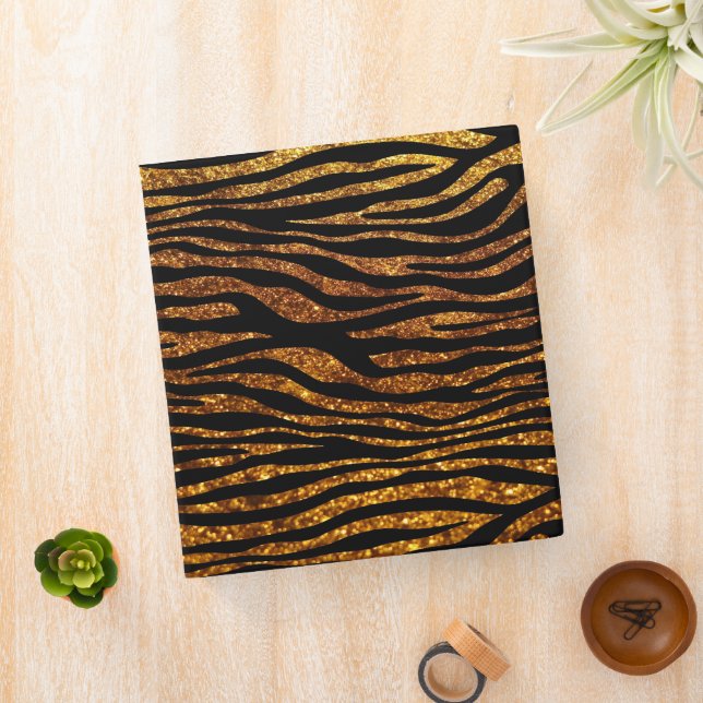 Gold Zebra, Glitter Zebra, Zebra Print, Stripes Binder (In Situ)