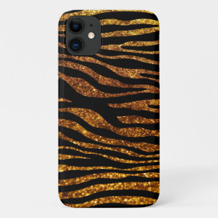 Gold Zebra, Glitter Zebra, Zebra Print, Stripes iPhone 11 Case