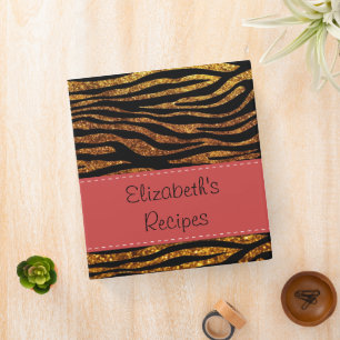Gold Zebra, Glitter Zebra, Zebra Print, Your Name Binder