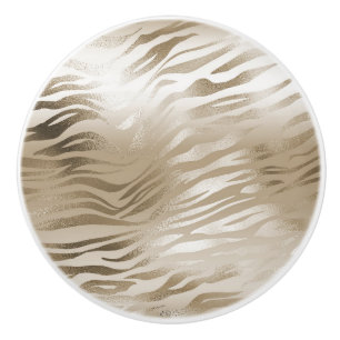 Gold Zebra & Leopard Print Ombre Ceramic Knob