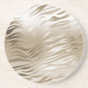 Gold Zebra & Leopard Print Ombre     Coaster